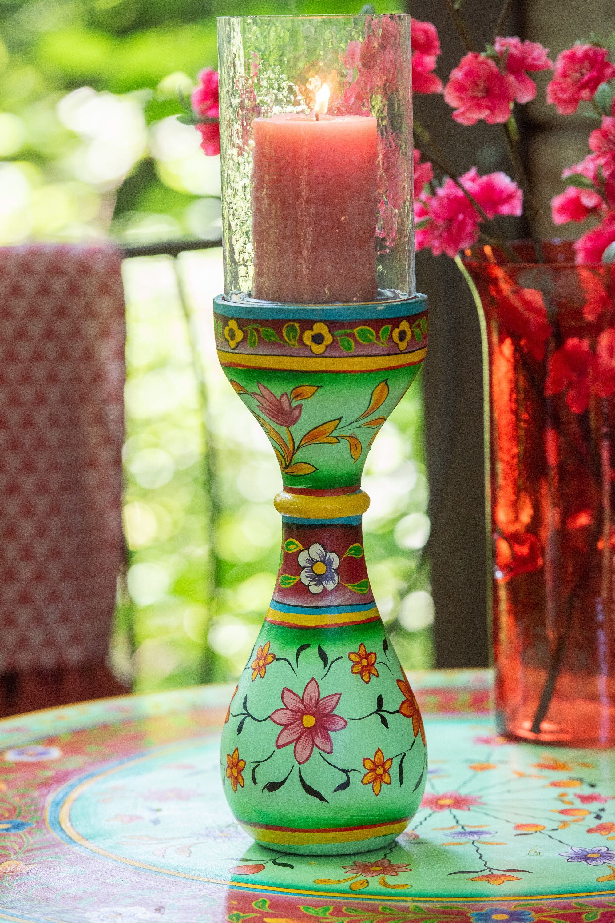 Handbemalter Kerzenständer Mumbai – Exotisches Design aus Mango Holz