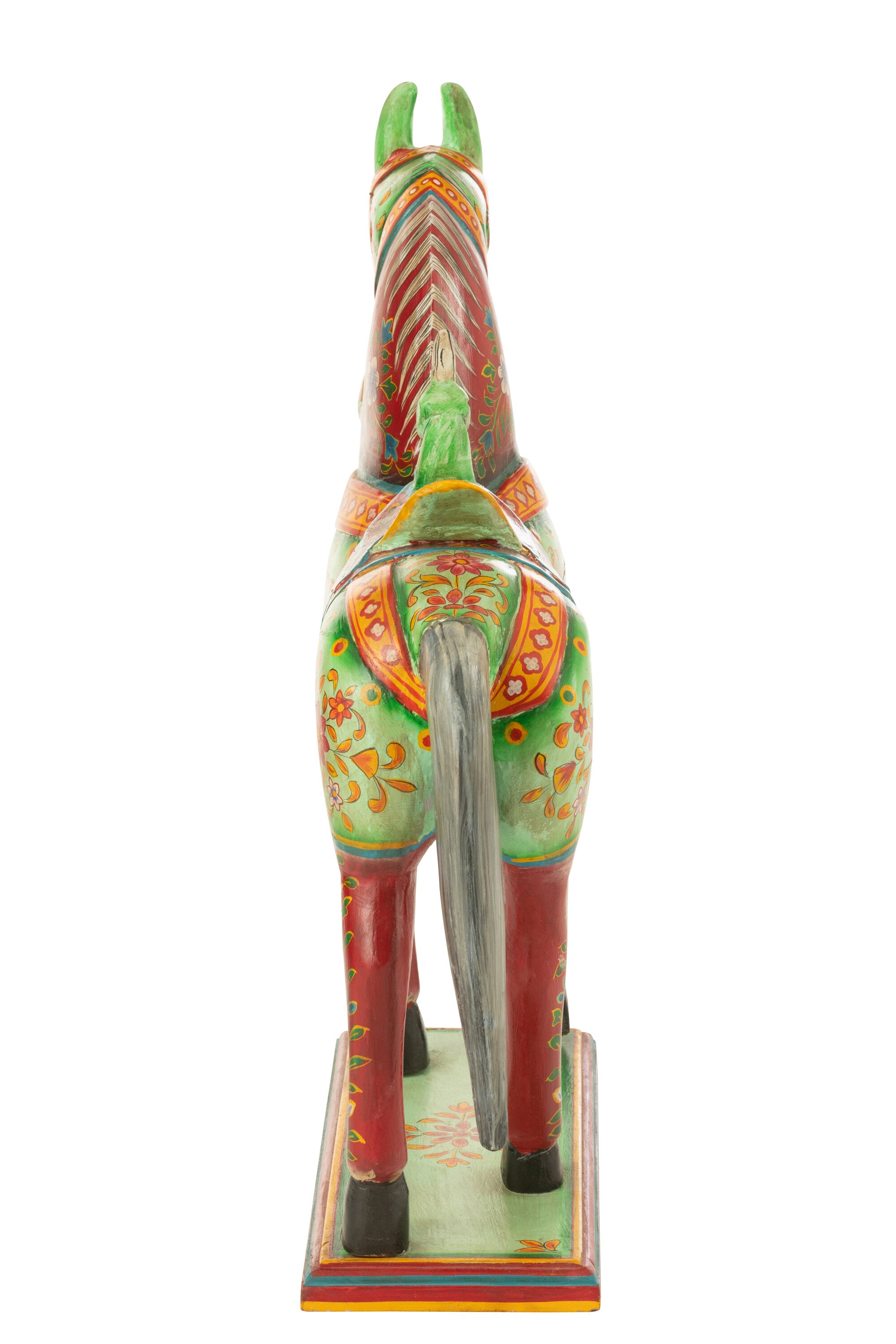 Handbemalte Pferde-Skulptur Mumbai – Exotisches Kunstwerk aus Mango-Holz