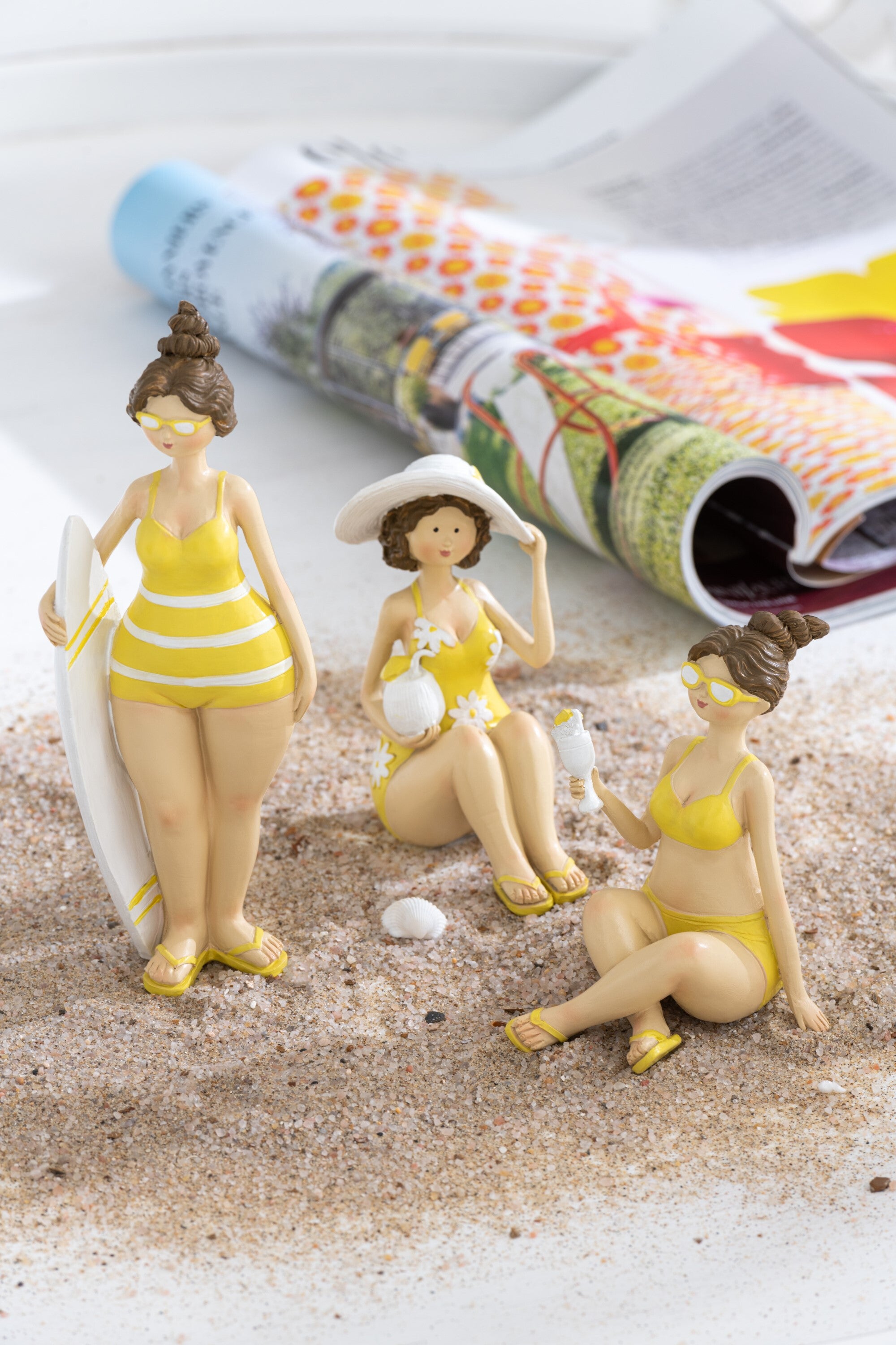 Dekofiguren Sunny Girls 3er Set Bunt Badefiguren Sitzend 18 cm