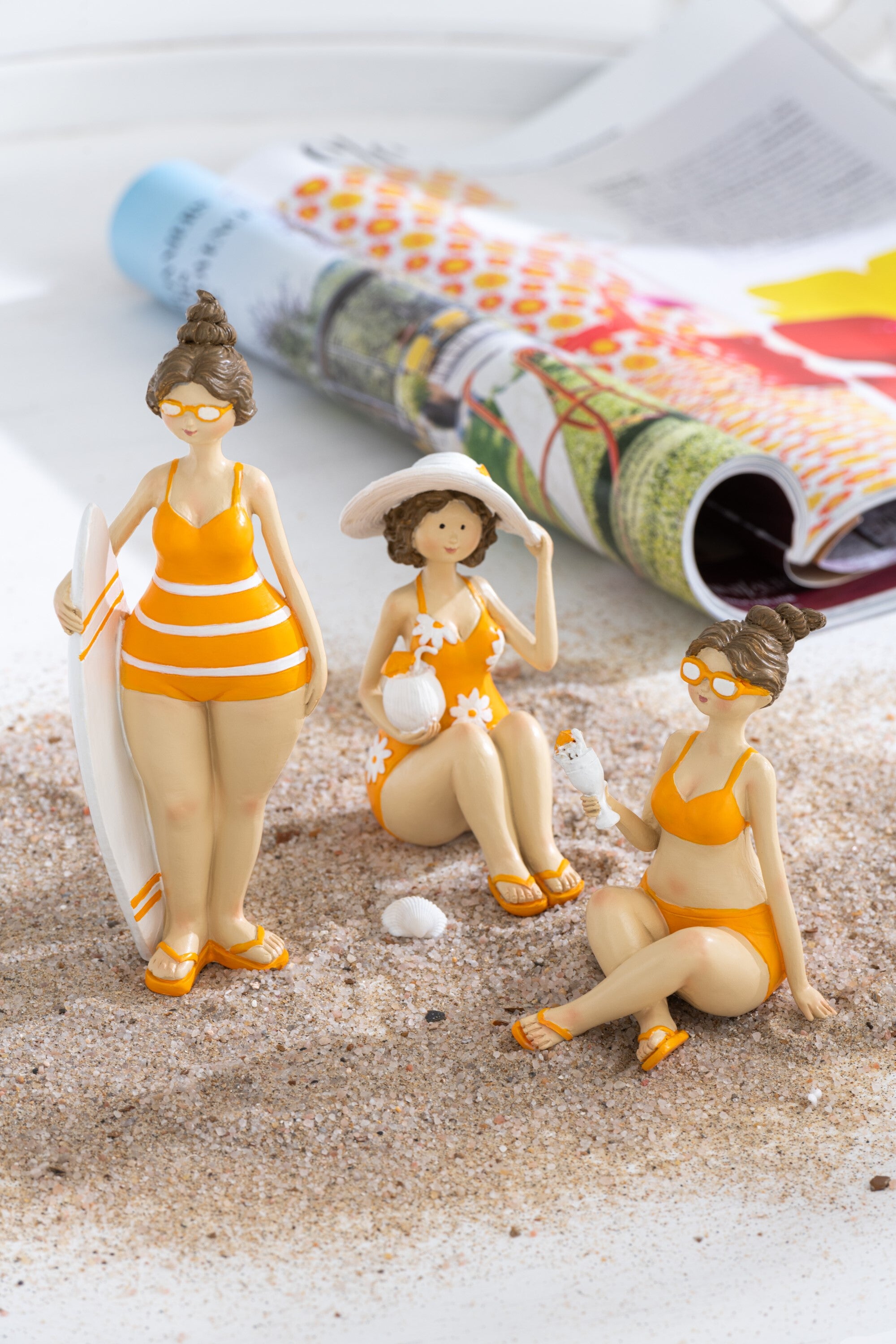 Dekofiguren Sunny Girls 3er Set Bunt Badefiguren Sitzend 18 cm