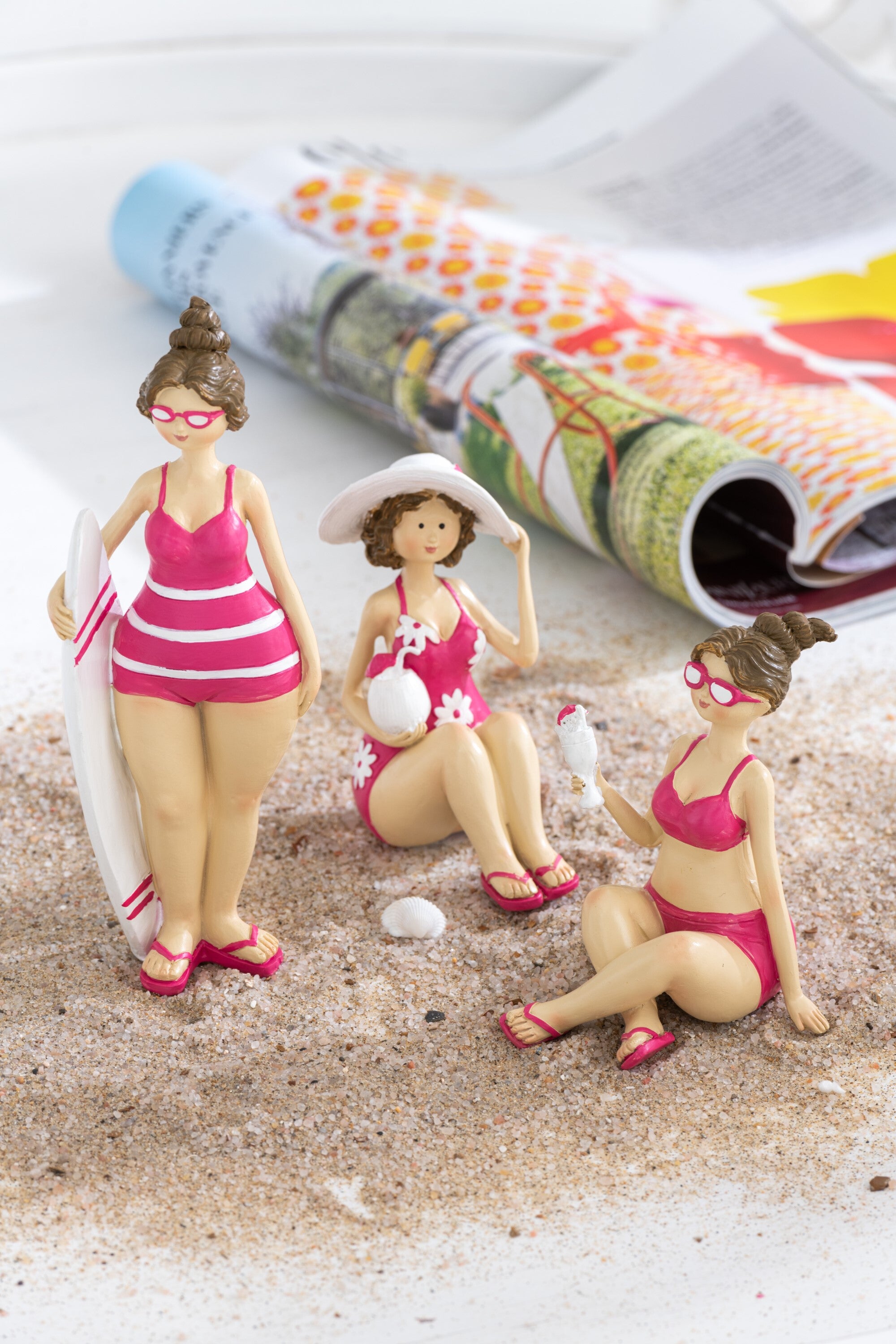 Dekofiguren Sunny Girls 3er Set Bunt Badefiguren Sitzend 18 cm