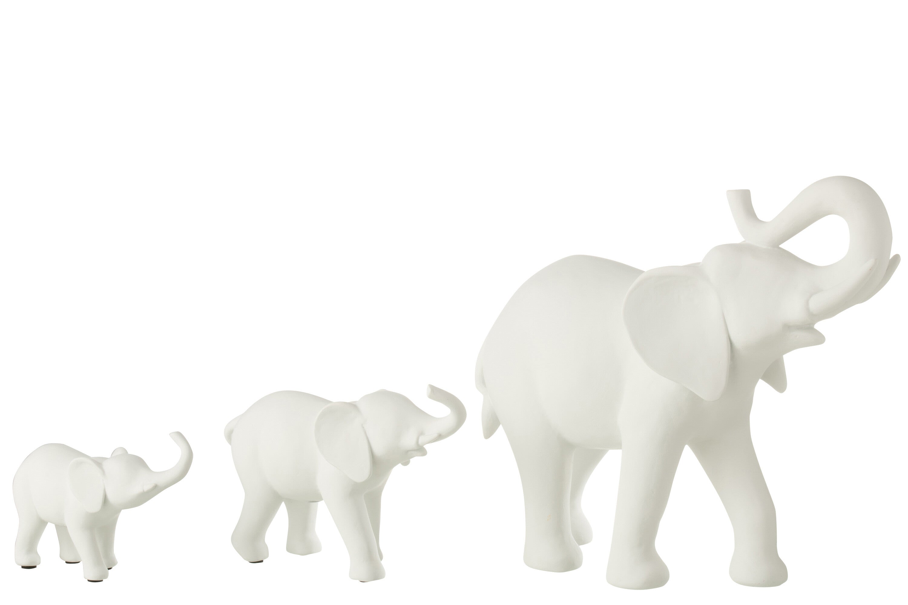 Deko Elefanten Familie Reihe Polyresin Weiß