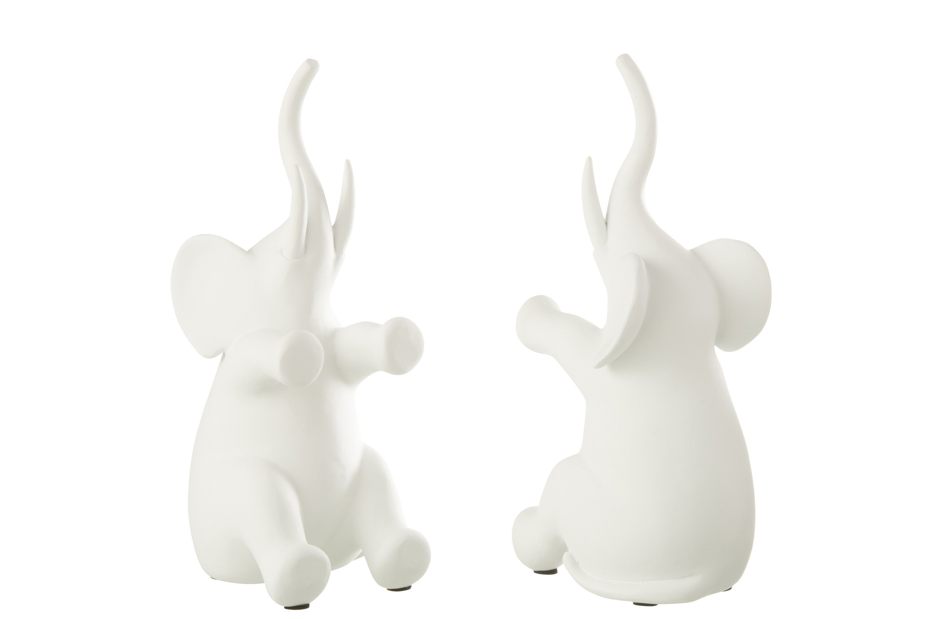 Bookends Elephant Sitting Polyresin White Set