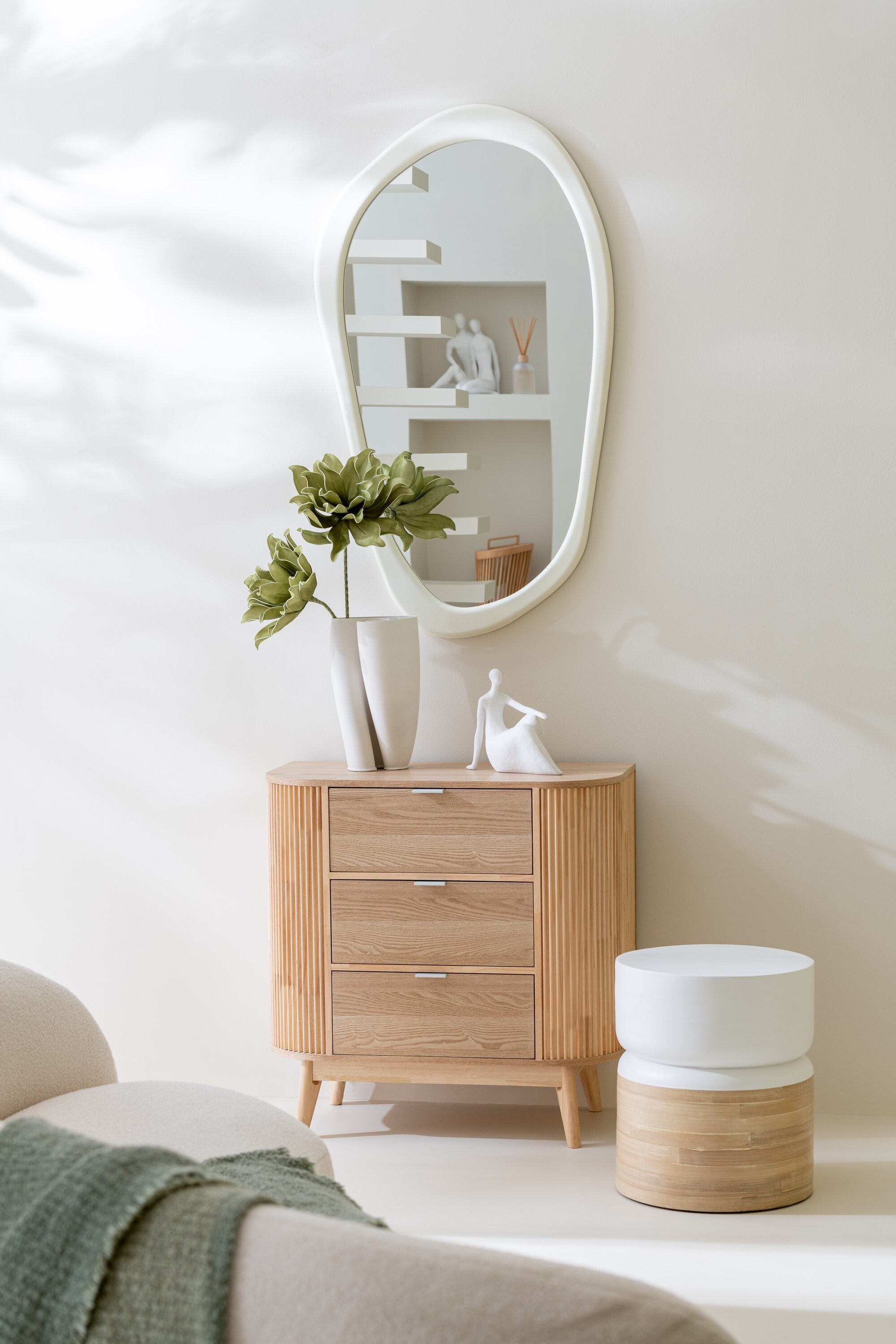 Schrank Rund MDF Kiefernholz Natur 80cm