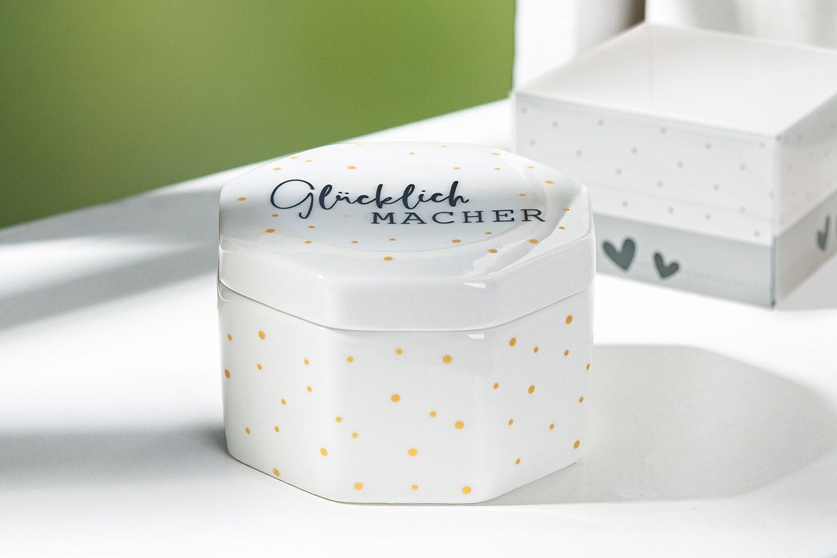 Happy Macher - Set van 6 porseleinen potten in geschenkverpakking