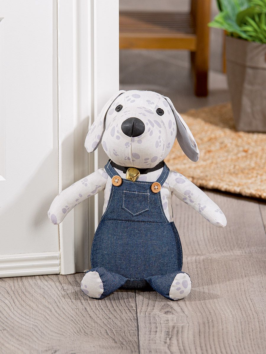 Türstopper Bello Hund in Latzhose, Baumwolle und Polyester