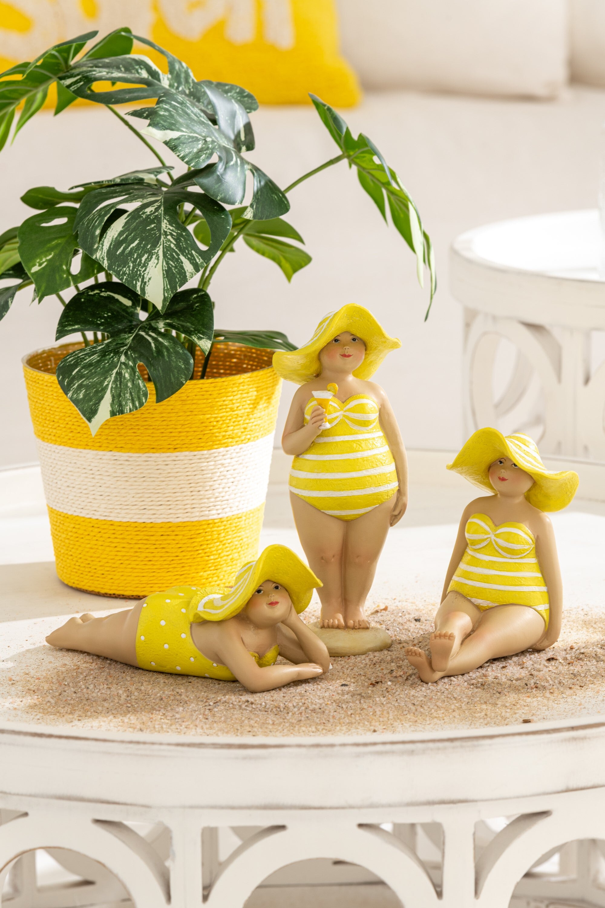 Dekofiguren Strandladies 3er Set Polyresin Bunt mit Hut 21,8 cm