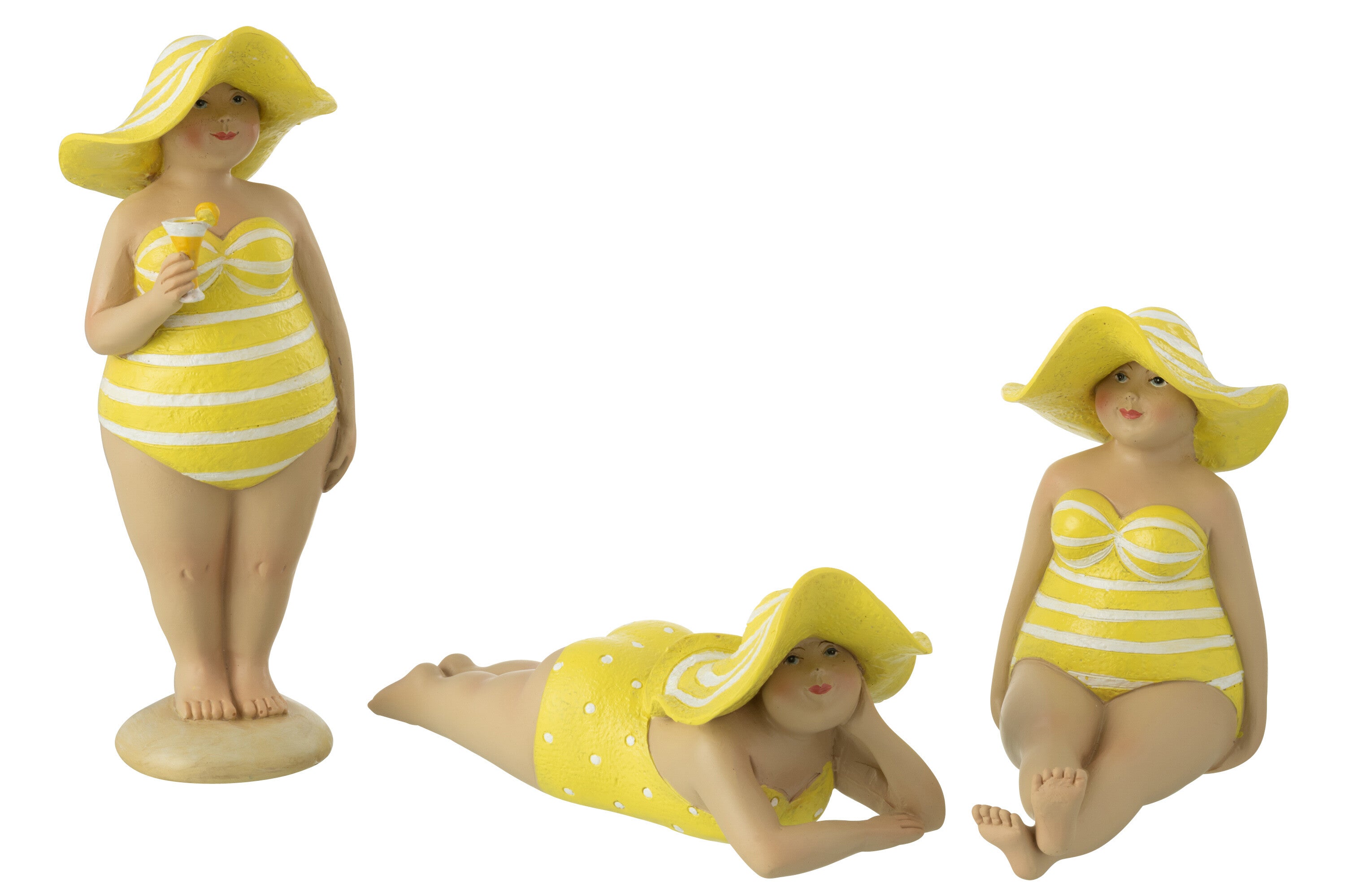 Dekofiguren Strandladies 3er Set Polyresin Bunt mit Hut 21,8 cm