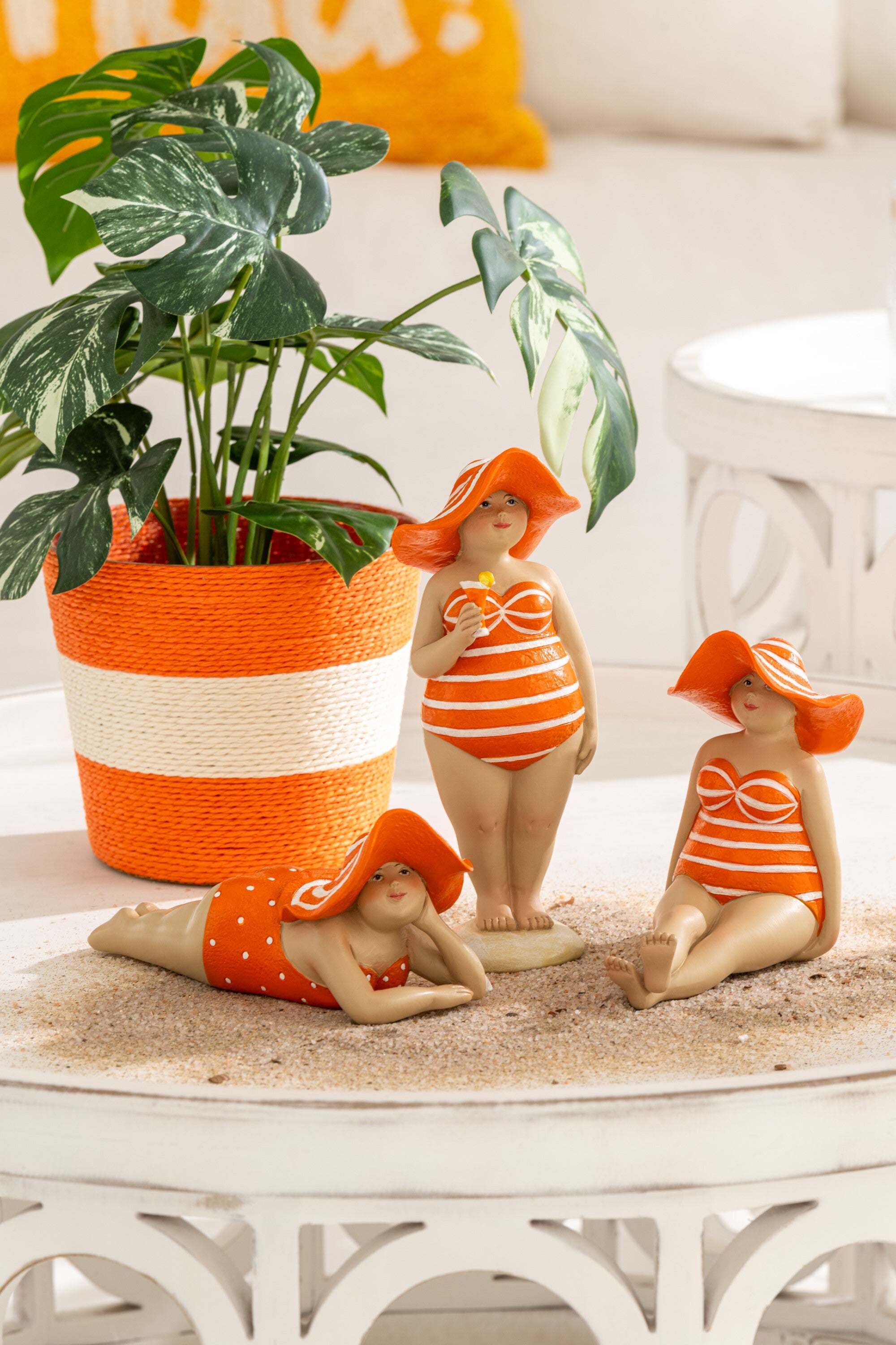 Dekofiguren Strandladies 3er Set Polyresin Bunt mit Hut 21,8 cm