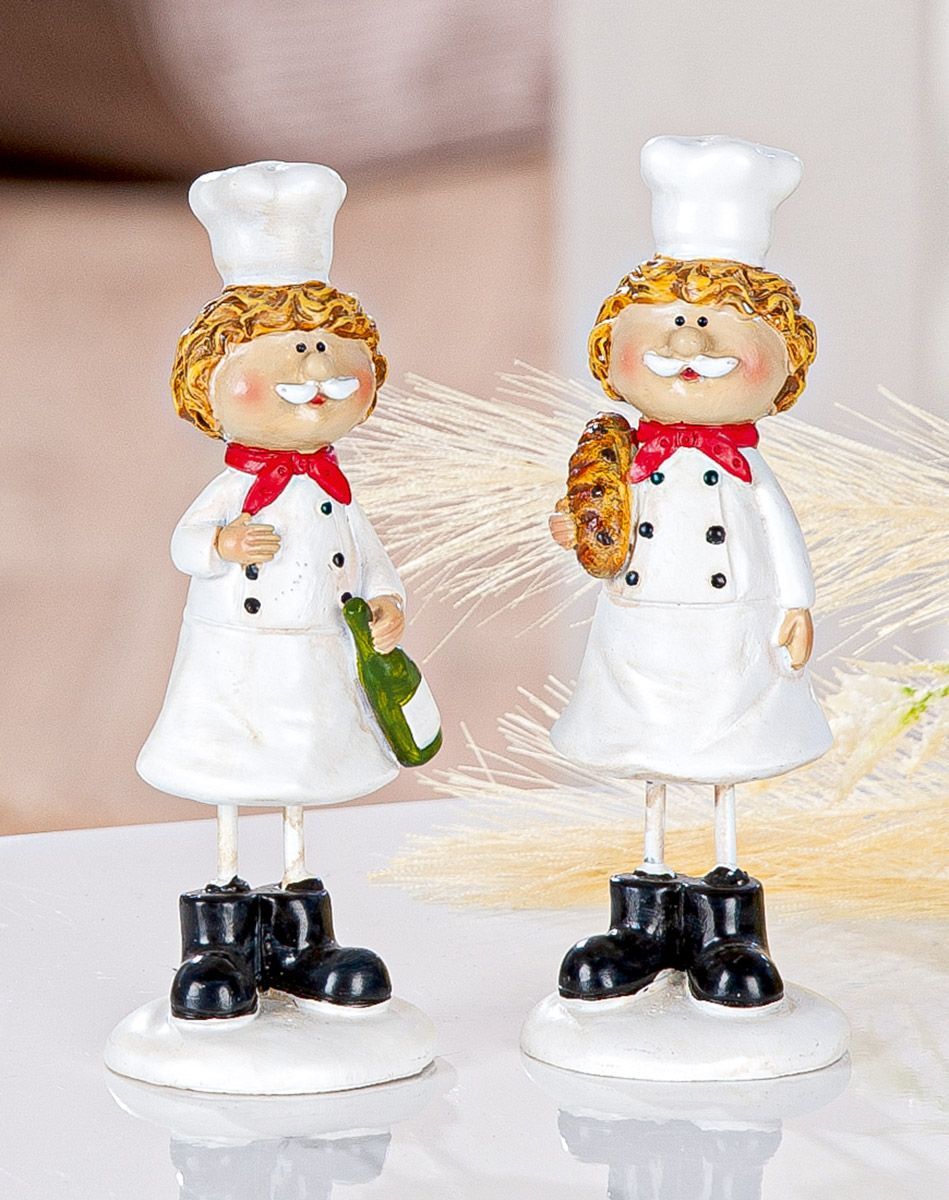 Dekofiguren Sternekoch 2er-Set – Lustige Kochfiguren für Küche und Gastronomie