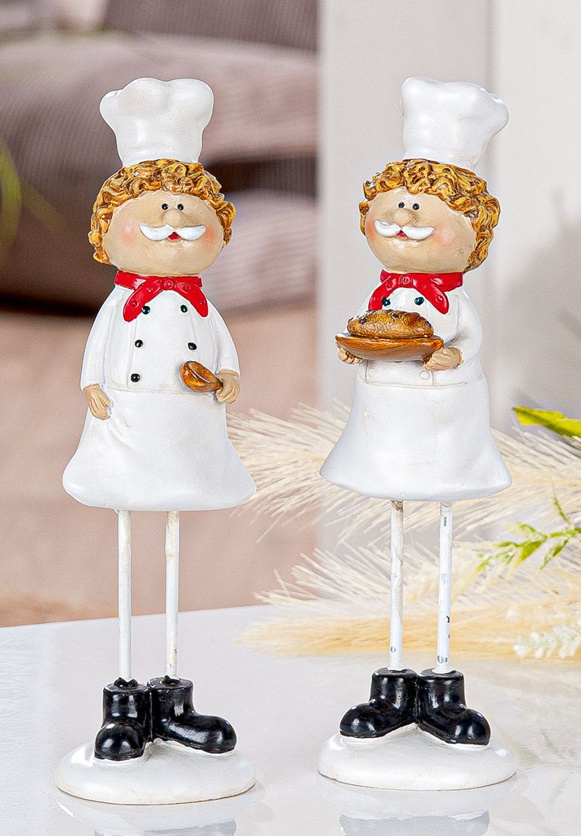 Dekofiguren Sternekoch 2er-Set – Lustige Kochfiguren für Küche & Deko 20cm