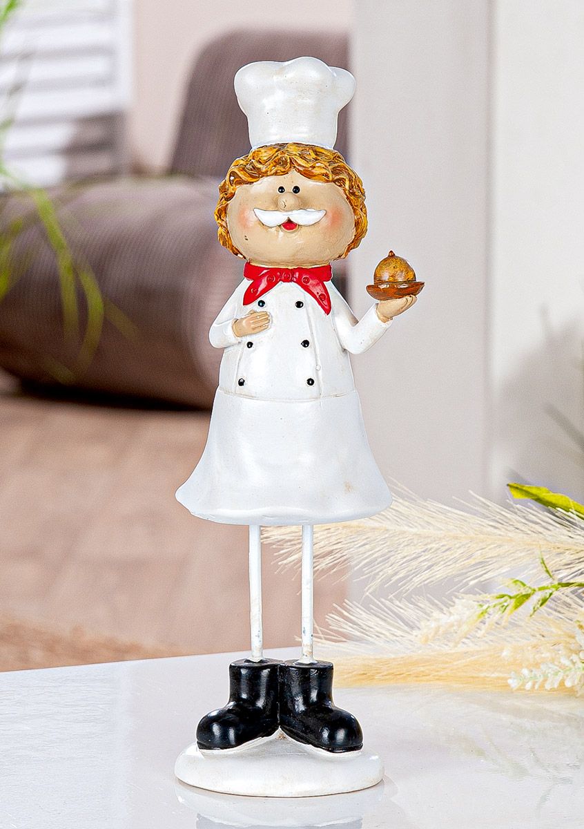Dekofigur Sternekoch mit Torte – Lustige Küchenfigur für Deko & Geschenk