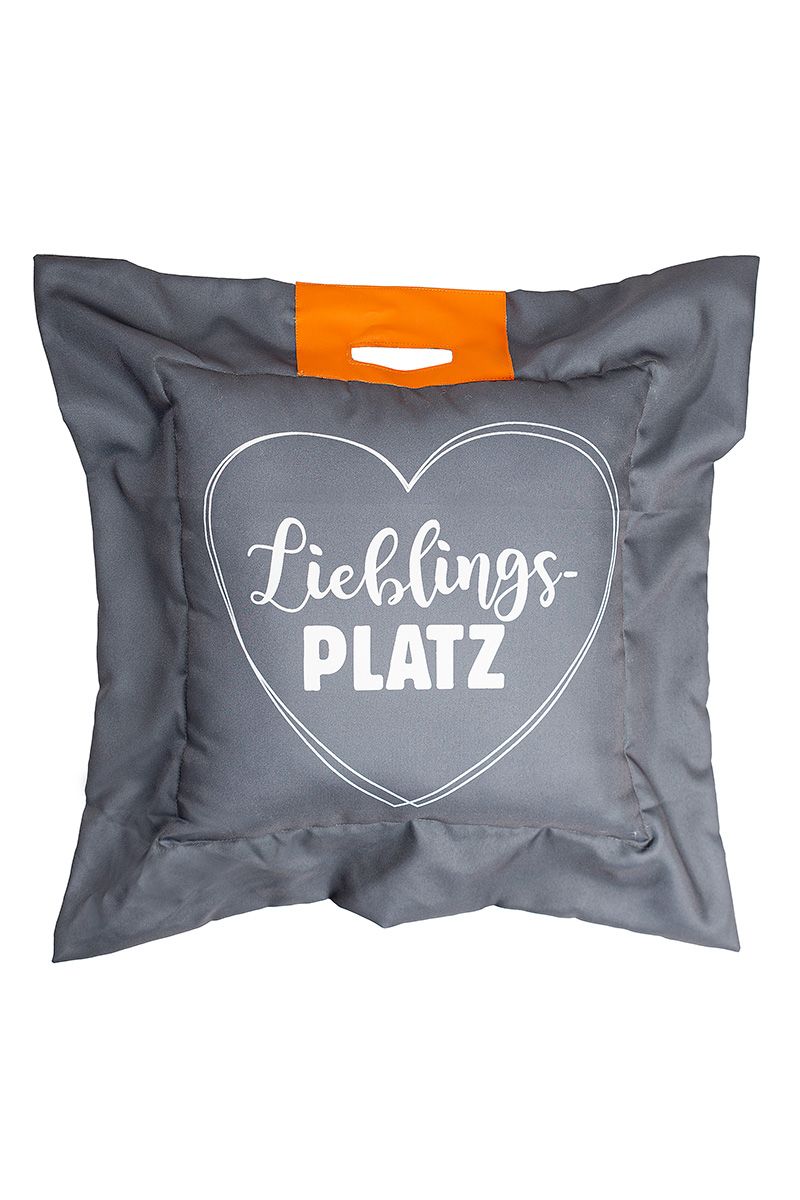 Lieblingsplatz Outdoor Kissen 4er Set, Herzmotiv, 55x55 cm, Grau