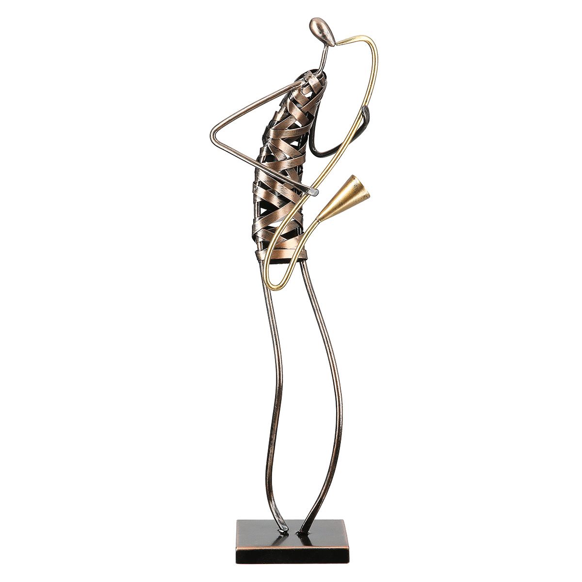 Jazzsilhouette Metallfigur Musiker Bronzefarben Modern 47cm