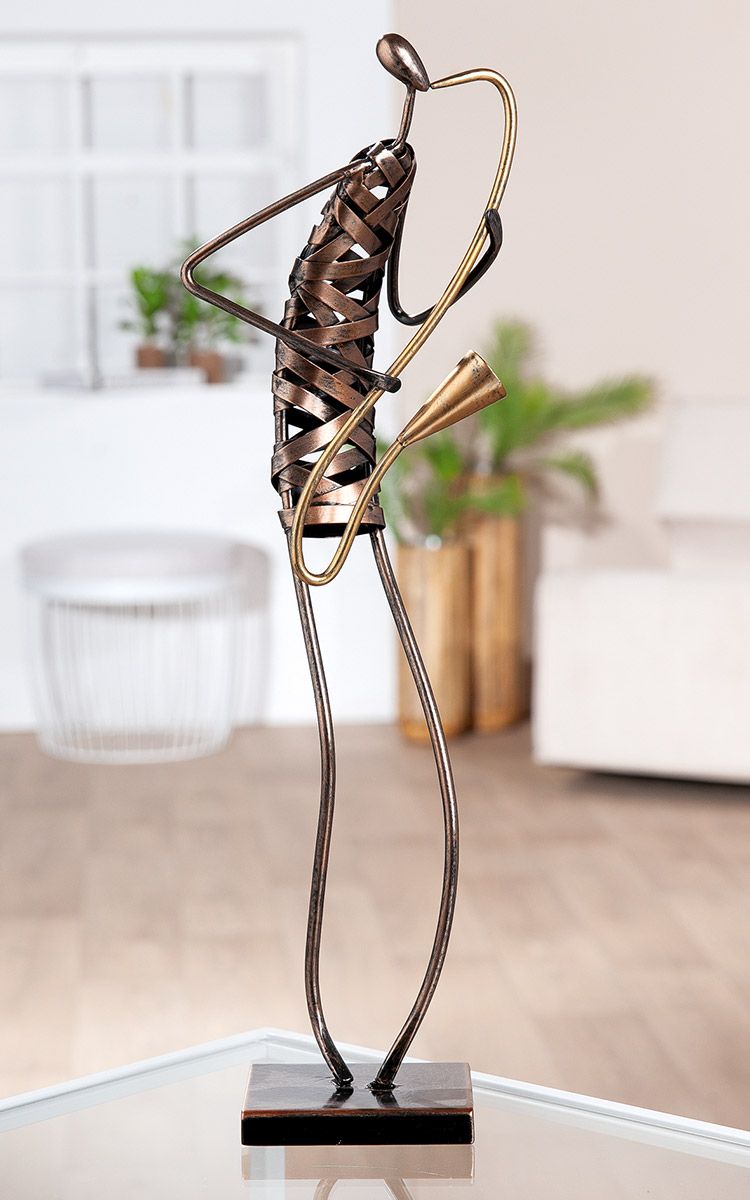 Jazzsilhouette Metallfigur Musiker Bronzefarben Modern 47cm