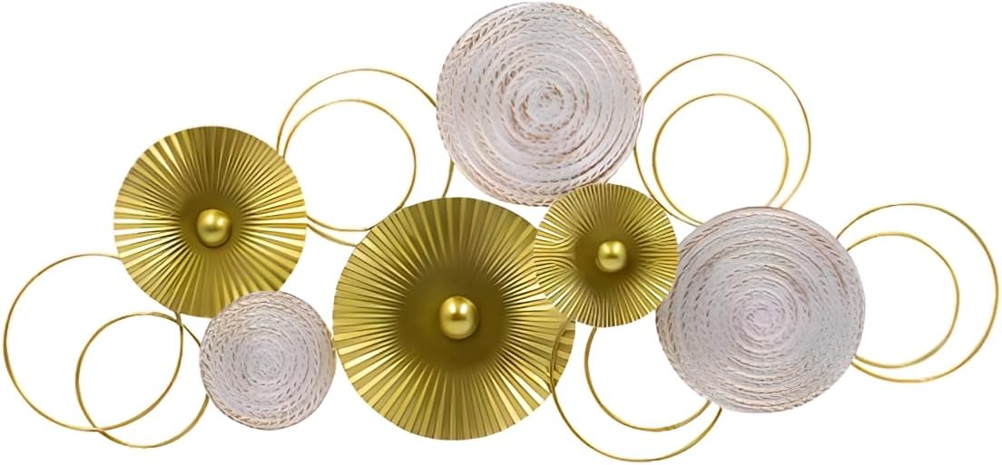 3D Wanddeko Sixo Gold Edition Kreise Metallbild 83x38 cm gold creme weiß B-WARE