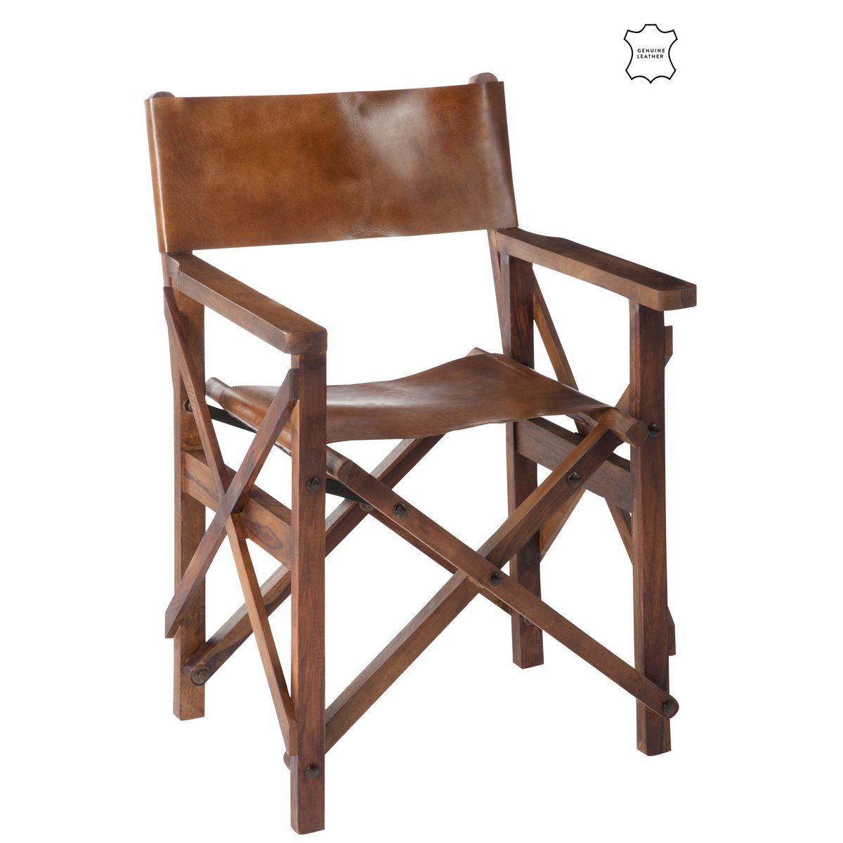 J-Line Regiestuhl klappbar Holz/Leder Cognac