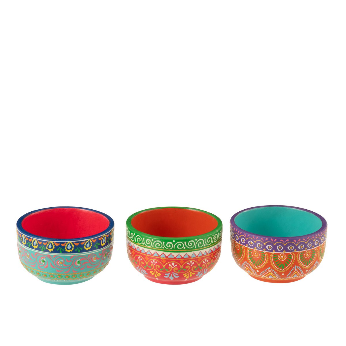 3er Set Schalen Mumbai aus Terracotta – Mehrfarbiges Design