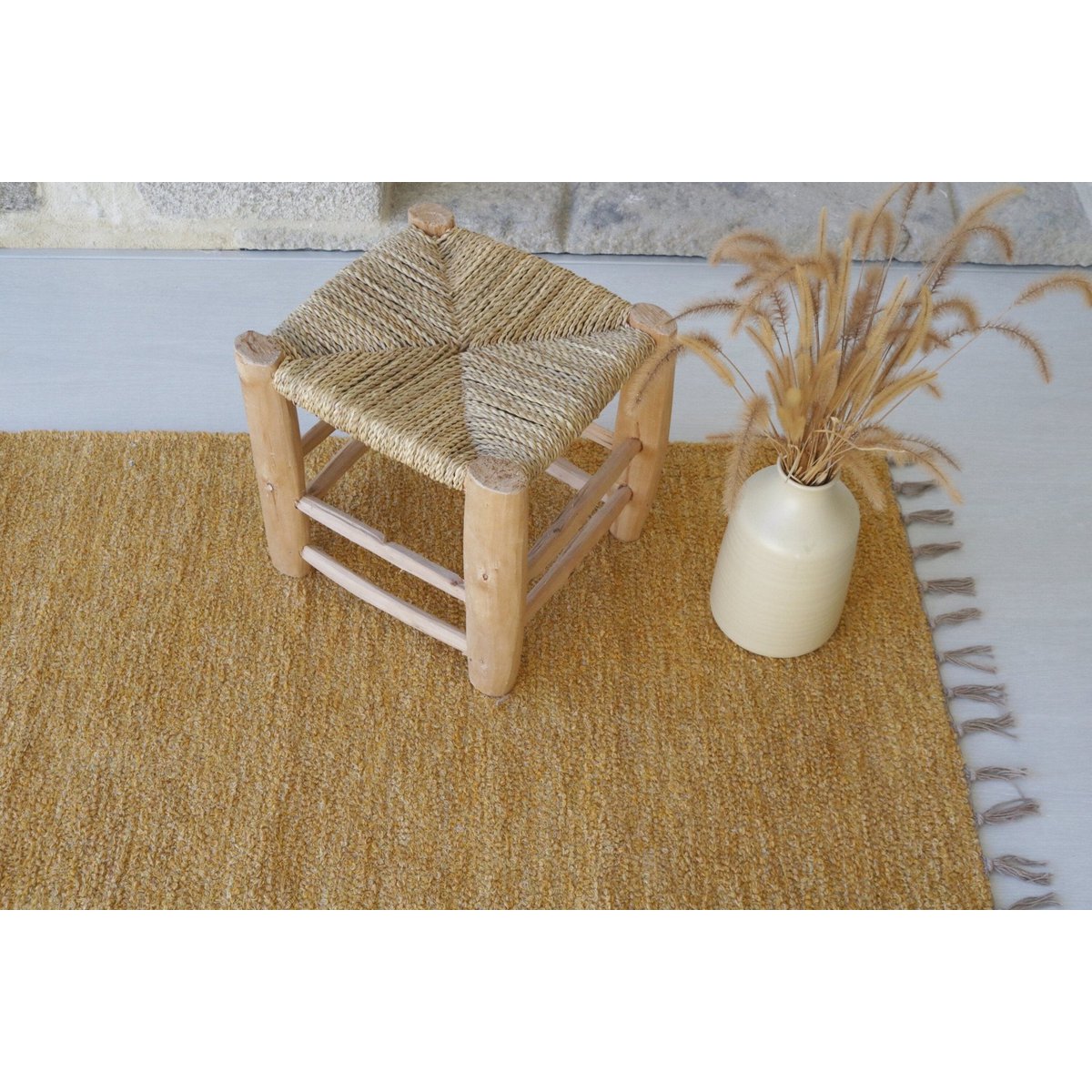 Handgewebter Teppich aus recycelter Baumwolle