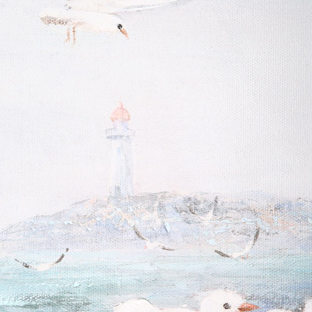 Wandbild Seaside Möwenmotiv Leinwand Blau Grau 60x60cm