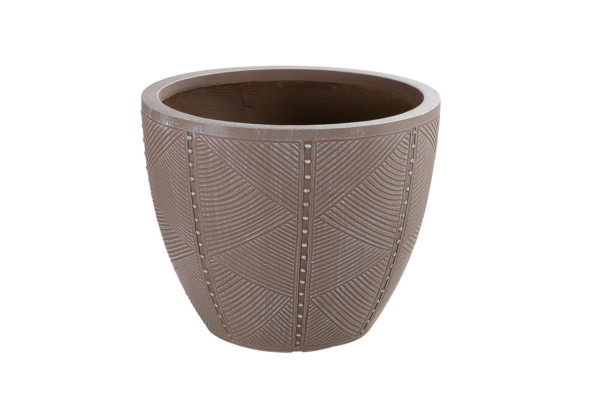 Fiberglas Pflanztopf Boccola 3er Set - Stilvoller Gartenzauber in Braun für den Außenbereich