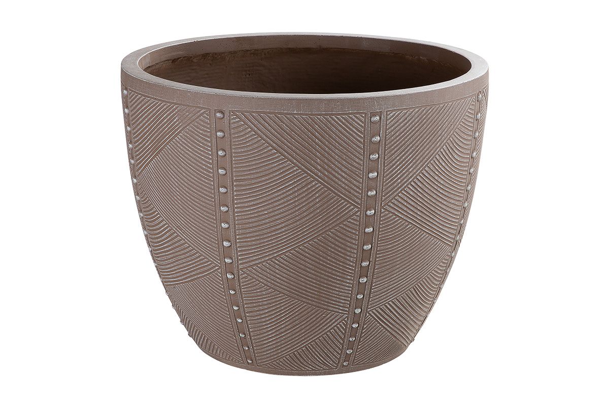 Fiberglas Pflanztopf Boccola 3er Set - Stilvoller Gartenzauber in Braun für den Außenbereich