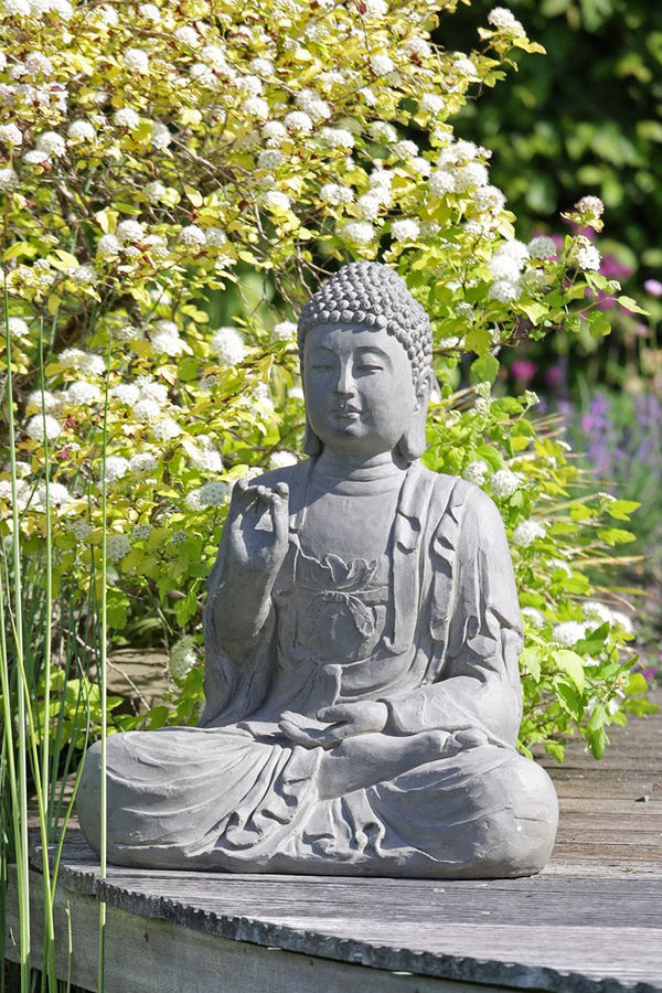Buddha Figur "Lotus" in Grau - Elegante Außenbereichsdekoration