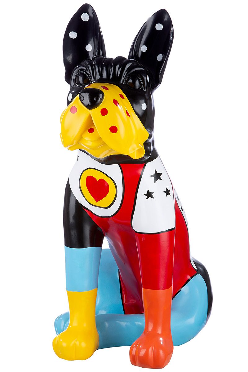 Farbenprächtige Poly Skulptur 'Doggy' im dynamischen Street-Art Stil Hund