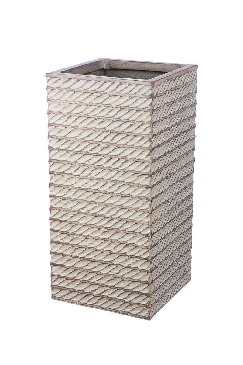 Set of 3 Modern Fiberglass Planters Tavira Brown
