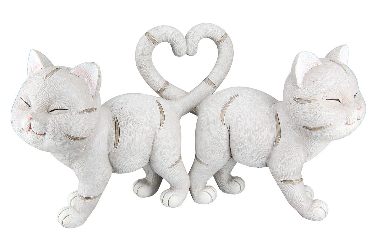 2er Set Figuren - Kuschelkatzen Herz Kitten, Grau