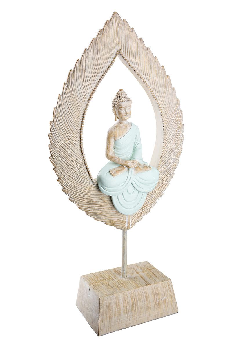 2er-Set Meditations Skulpturen "Meditation" mit Buddhamotiv in Federform