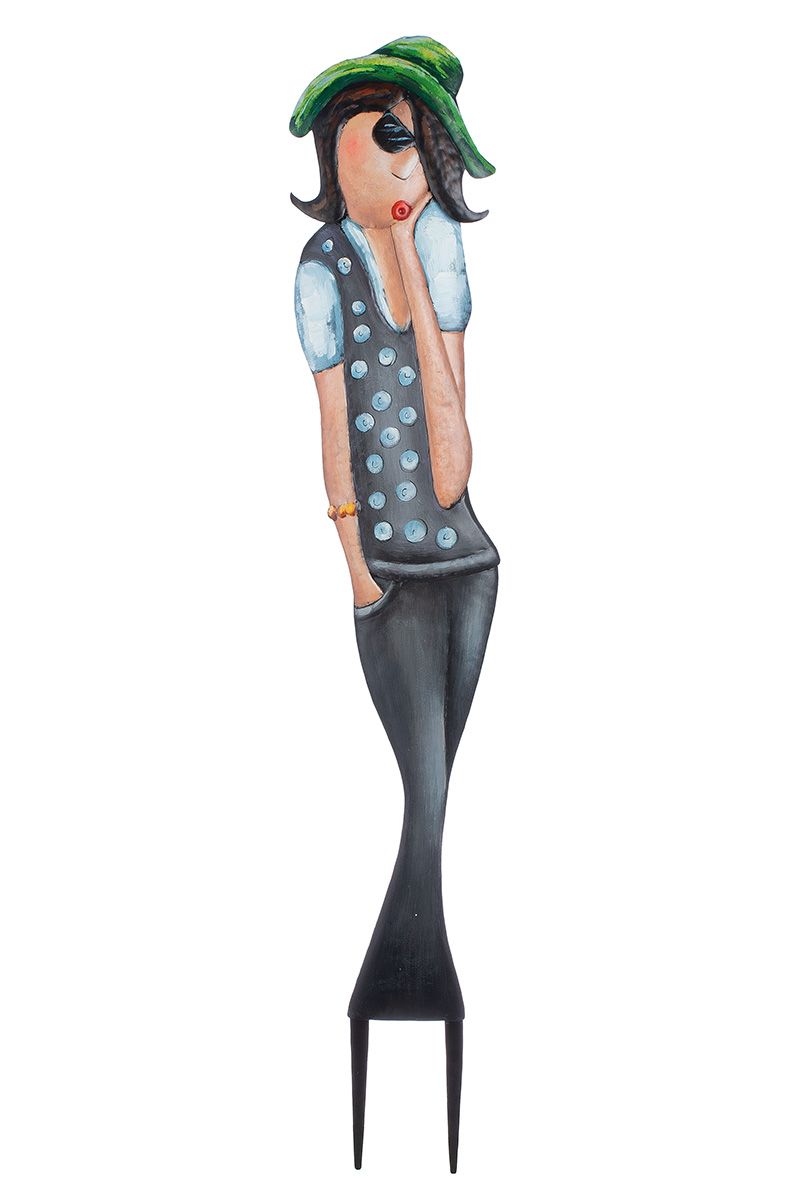 Gartenstecker Celine Metallfigur Grau 140 cm Frauensilhouette Deko