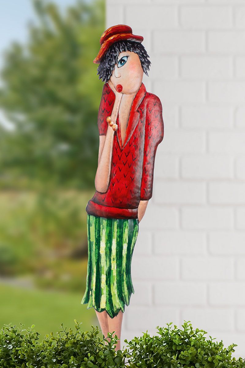 Aurelie Gartenstecker - Metall-Frauensilhouette für den Außenbereich 140cm