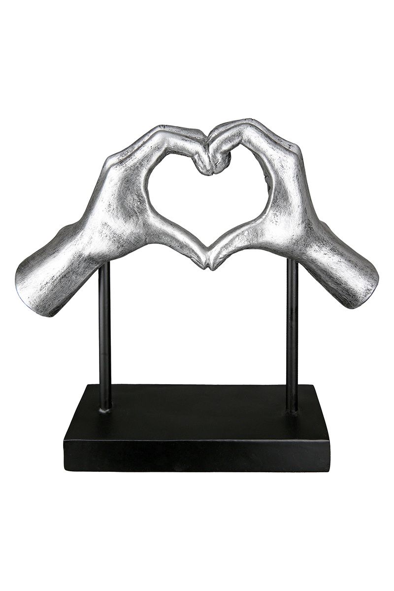 Herzmoment Skulptur Hände Silber Deko 26cm