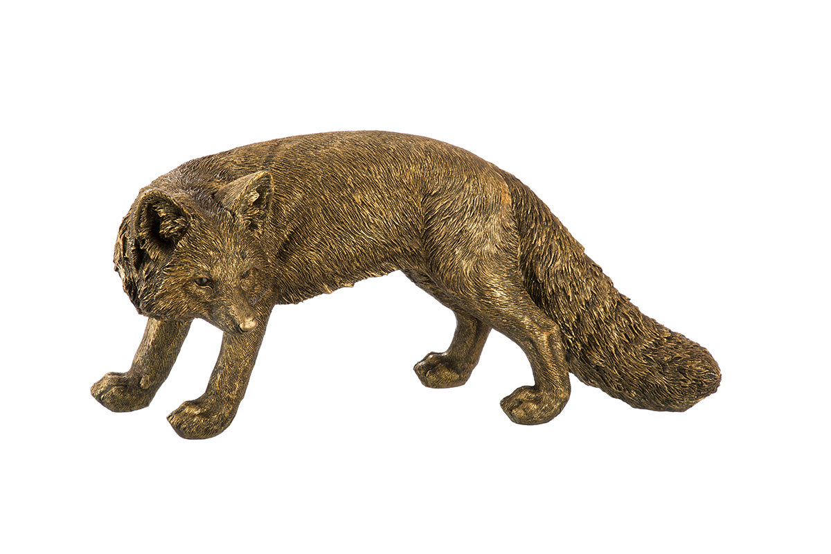 Fuchsfigur Fabian Bronzeoptik aus Kunstharz naturgetreu