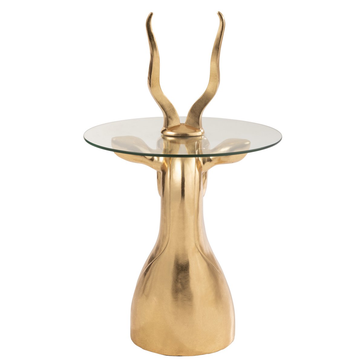 Beistelltisch Antilope Polyresin Glas Gold 83 cm