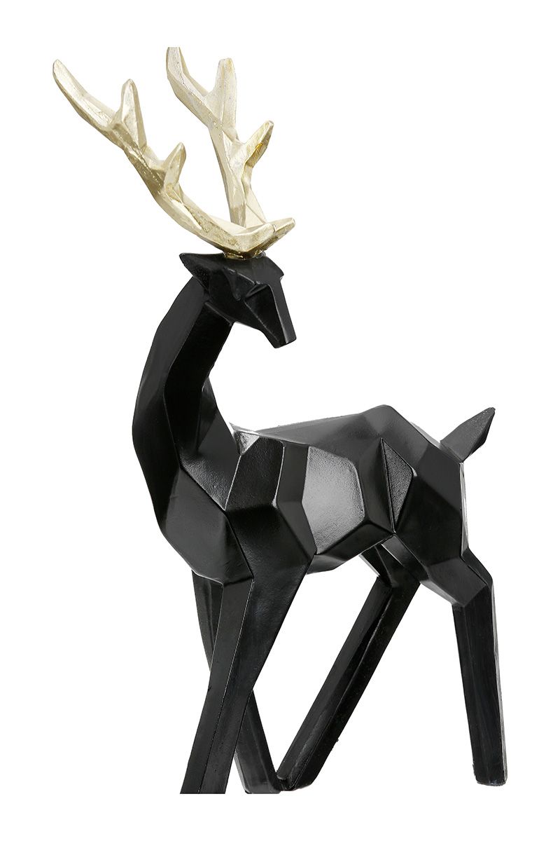 Modern set of 2 deer figures Haimo made of synthetic resin in black
