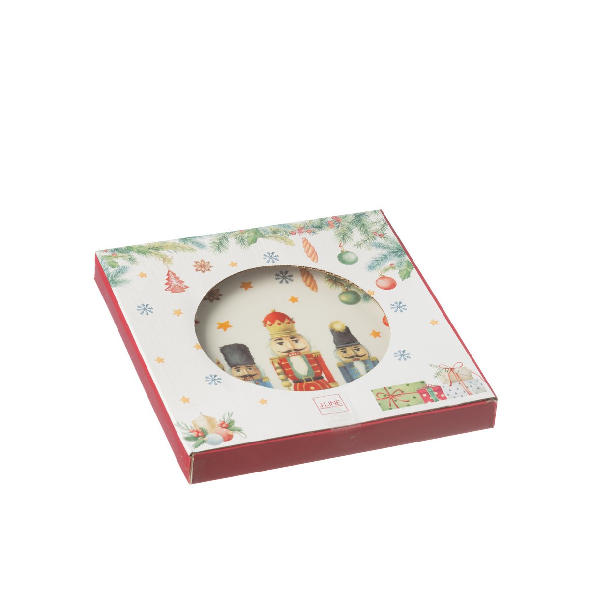 Keramik Teller Rund Weiß mit Nussknacker-Motiv – 20,5 cm