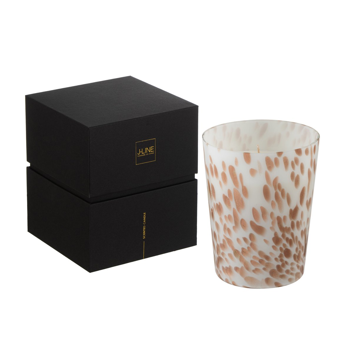 J-Line Duftkerze Noa – Neon Night – Glas – Weiß/Gold – mittel – 68U