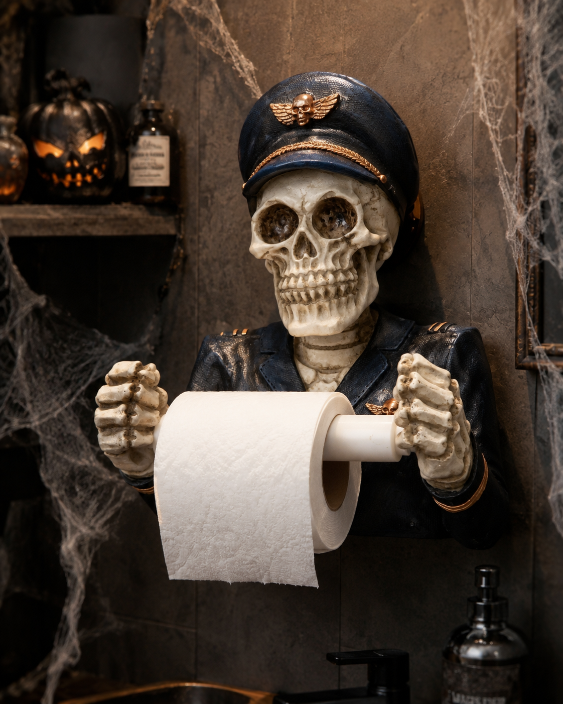 Halloween Toilettenpapierhalter Captain Skull Totenkopf Pilot