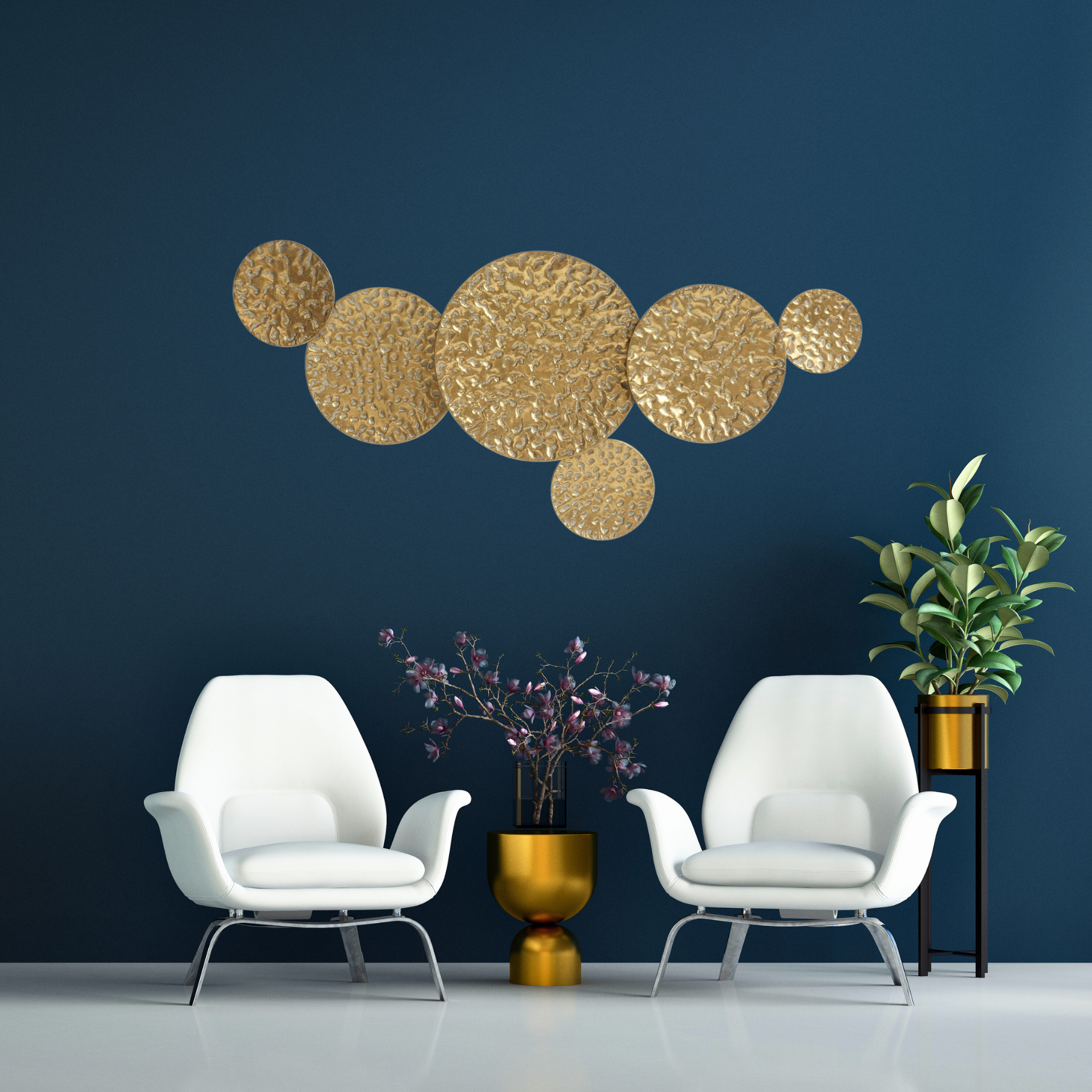 Metall Wandobjekt Citala in Antikgold – Abstrakte Eleganz 118cm