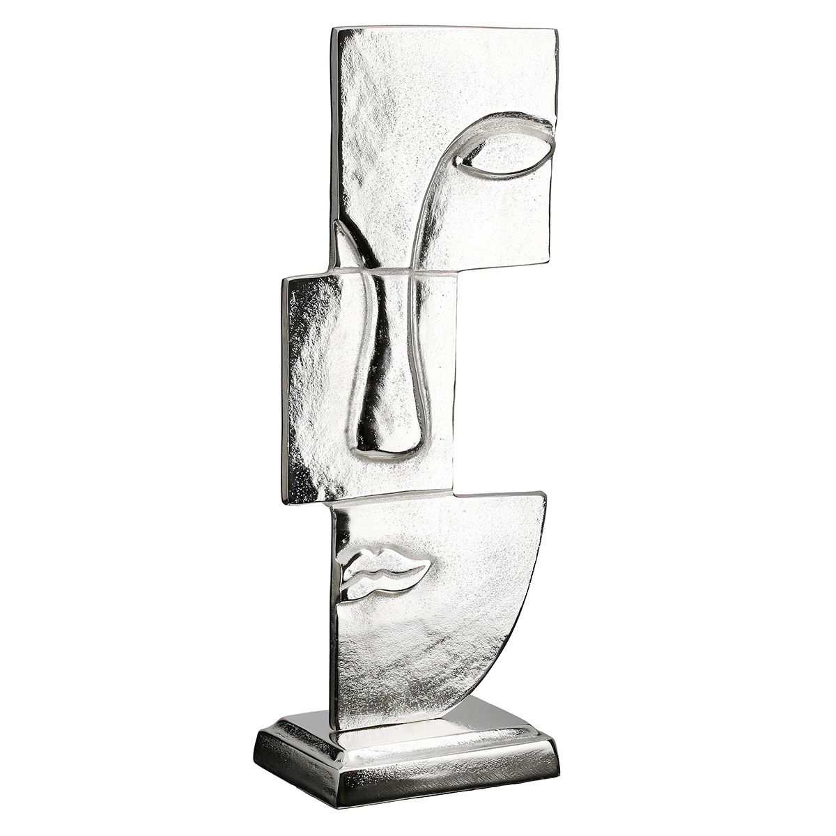 Skulptur Modern Muse Silber – Gesicht Deko aus Aluminium 44 cm