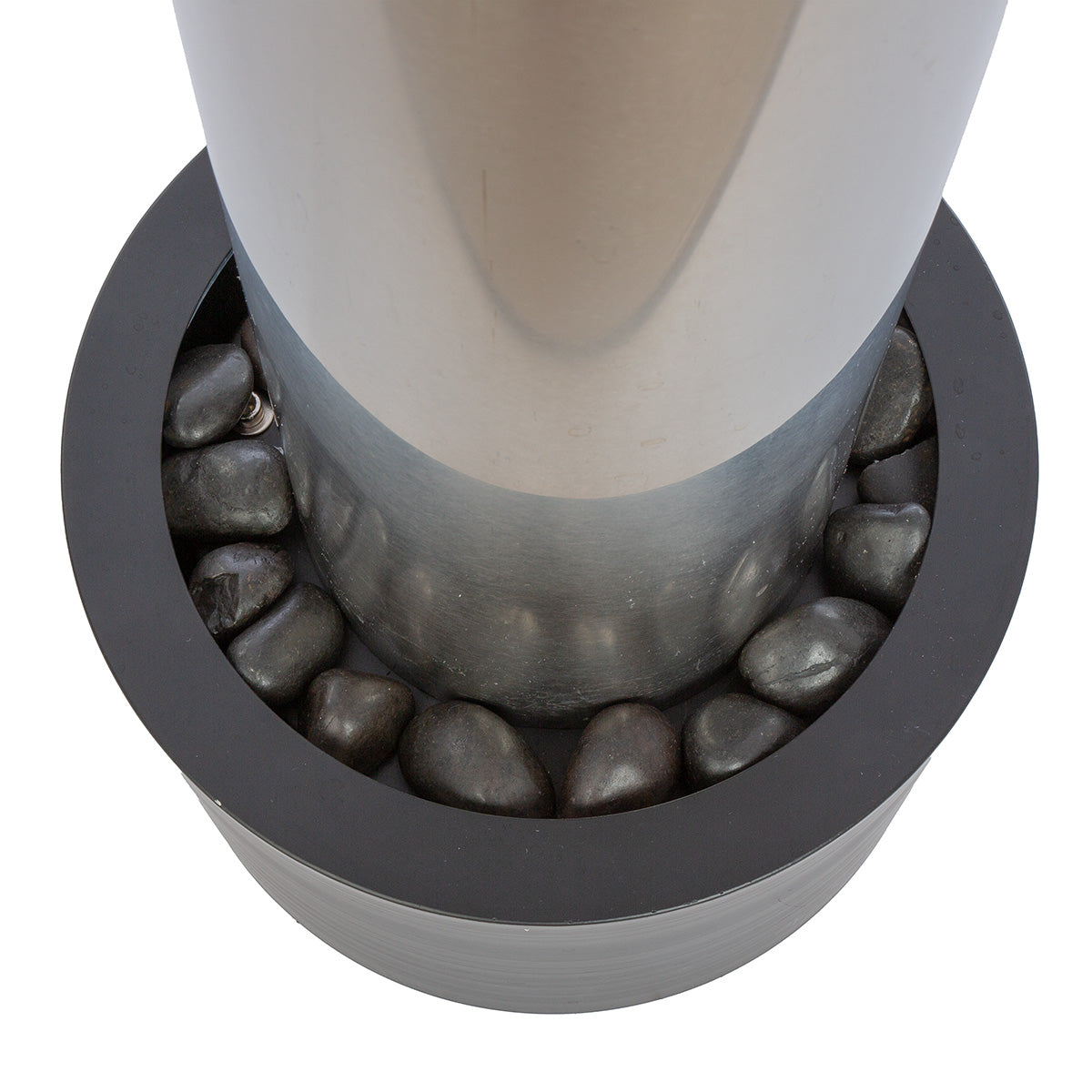 LED Gartenbrunnen Pillar zylindrisch Edelstahl Grau 118cm