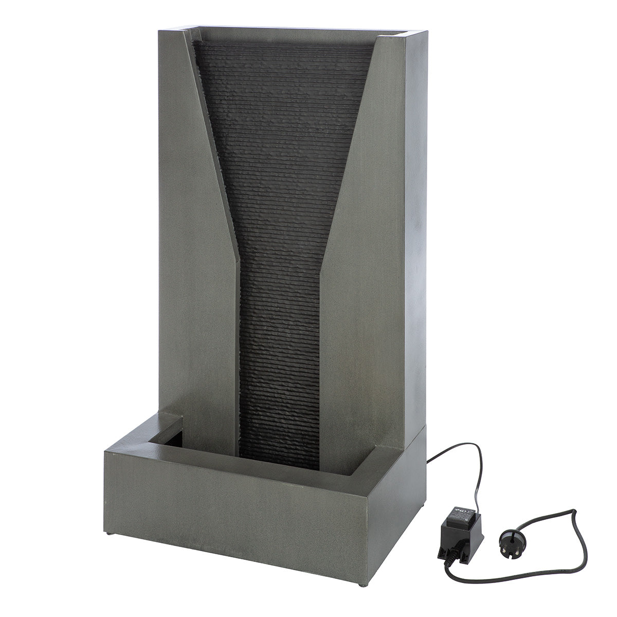 LED Gartenbrunnen Cascata rechteckig grau 92cm aus Stahl