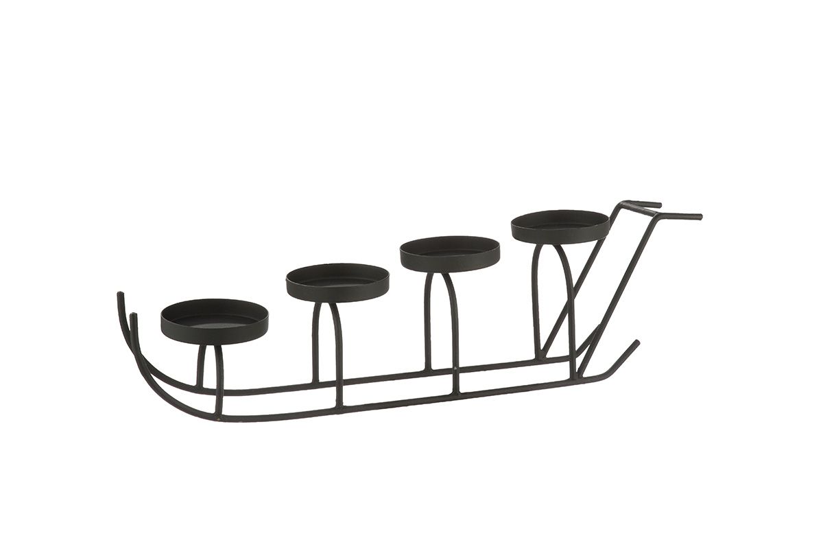Adventsleuchter Schlitten Sleigh Aluminium schwarz 2er Set