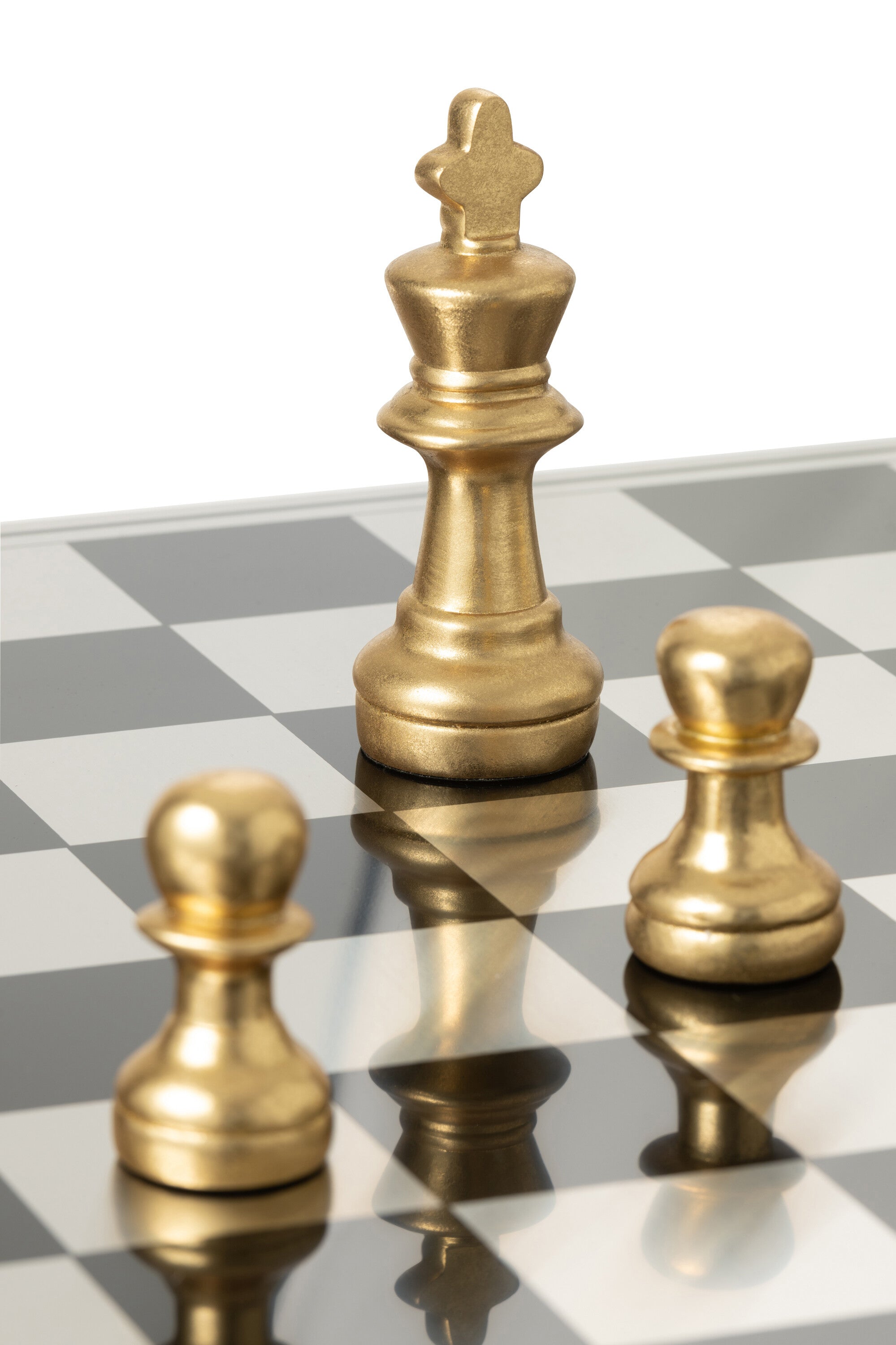 Schachset Polyresin Gold Weiß Luxus Deko Schachbrett 61cm