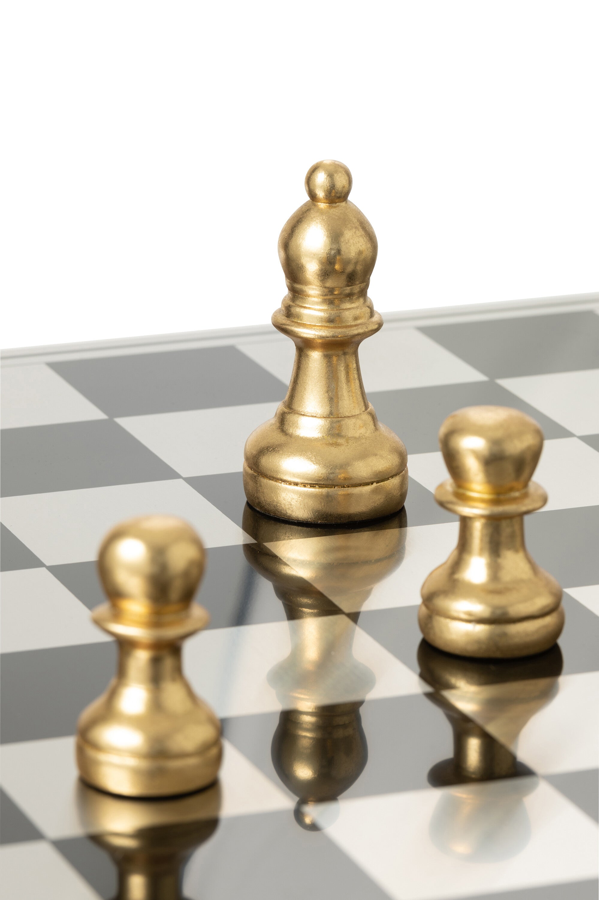 Schachset Polyresin Gold Weiß Luxus Deko Schachbrett 61cm