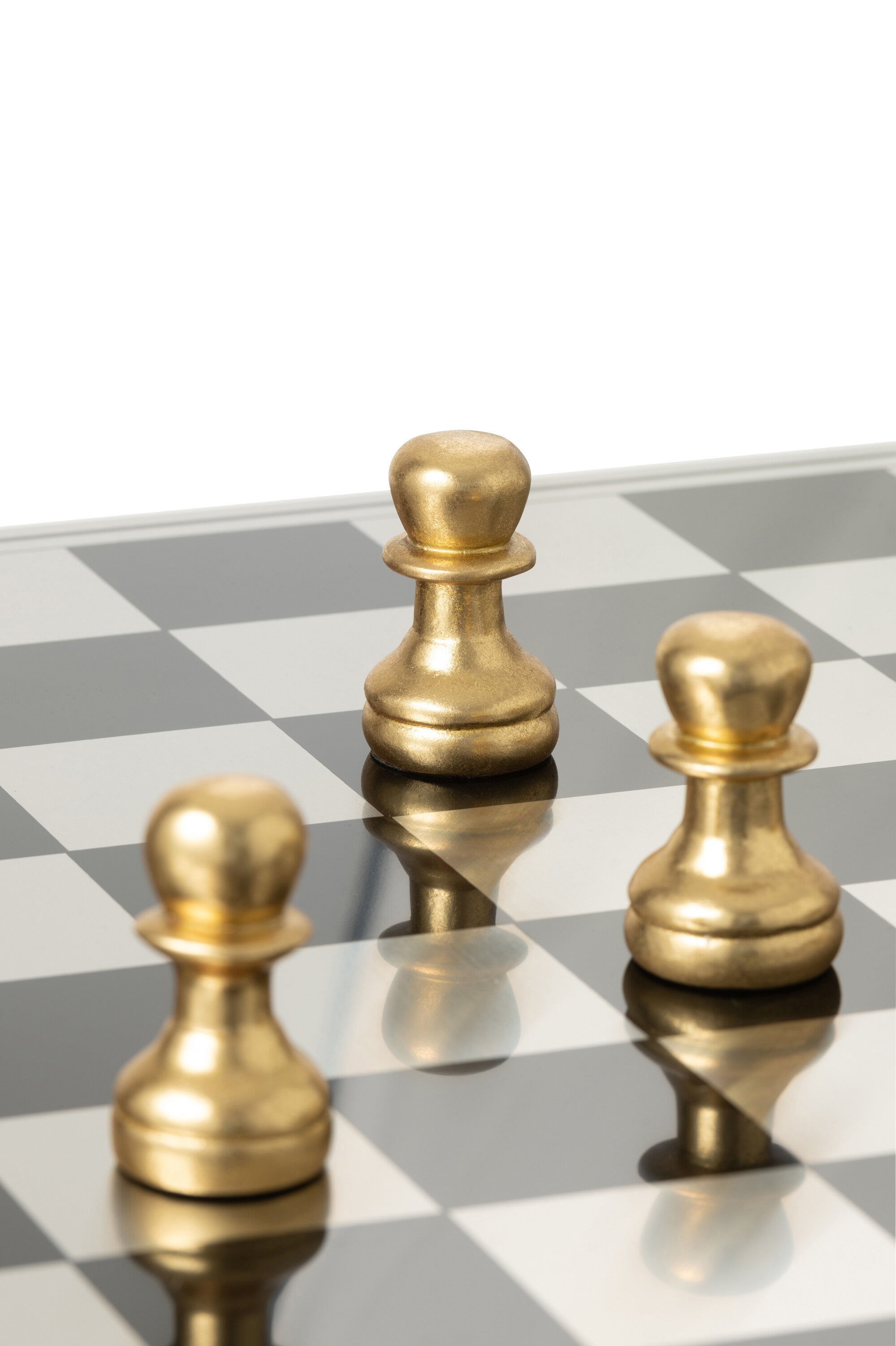 Schachset Polyresin Gold Weiß Luxus Deko Schachbrett 61cm