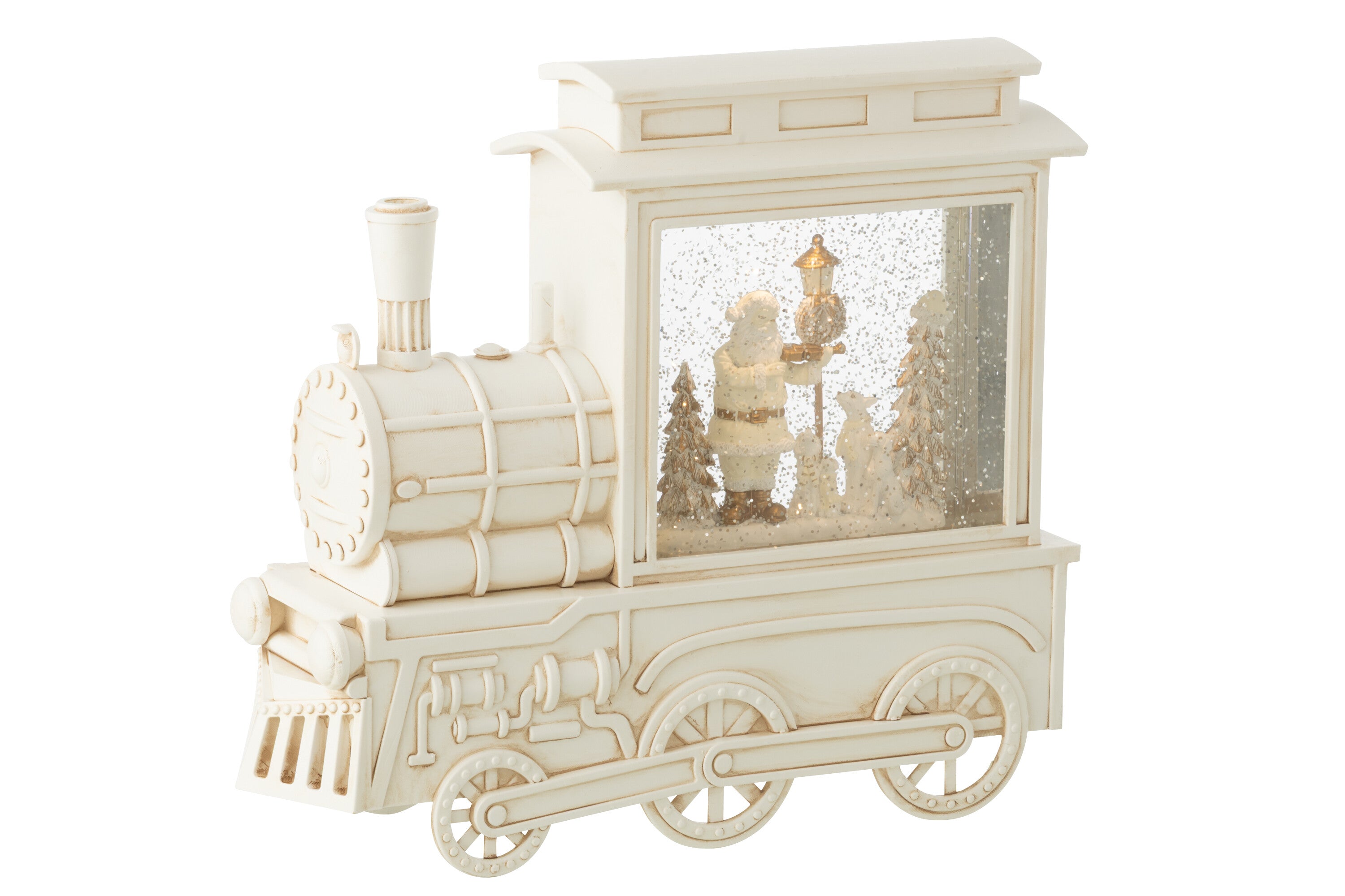 Weihnachts Wasser Globus Lokomotive Weiß Polyresin