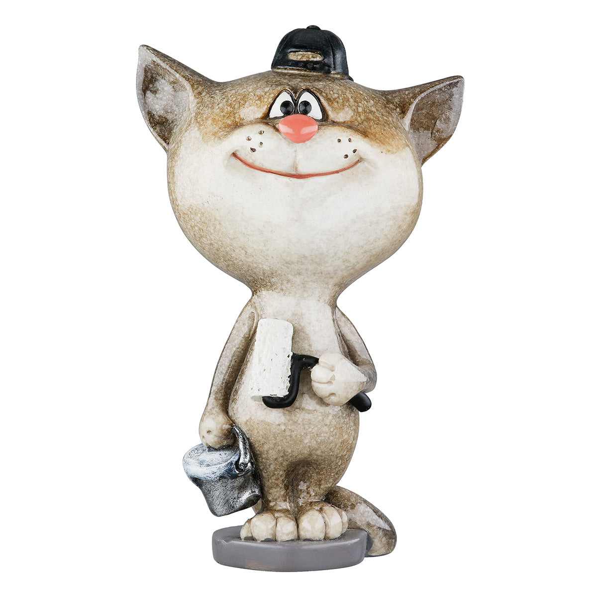 Dekofigur PaintCat Katze Maler Grau Weiß Poly 13cm